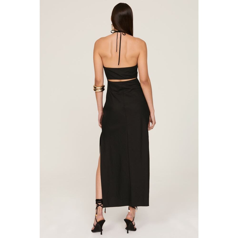 Marina Moscone RTR Shipwrecked Cutaway Dress Black Women Size 6 Virgin Wool Silk - Picture 3 of 12